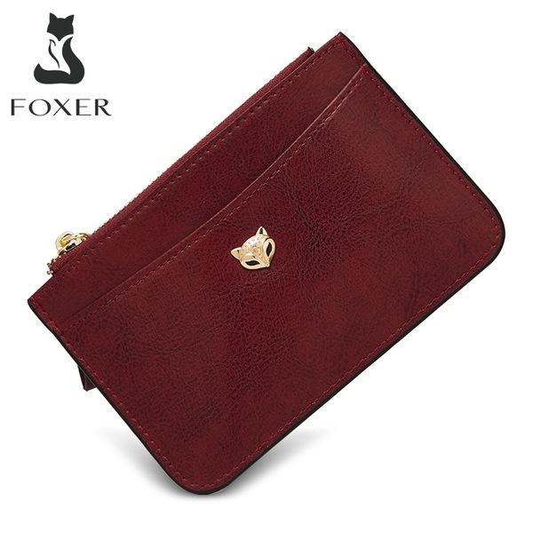 FOXER Brand Female Coin Packet Split Leather Card Holder Women Wallet Gift For Girl's Stylish Lady Short Clutch Purse Key Cases