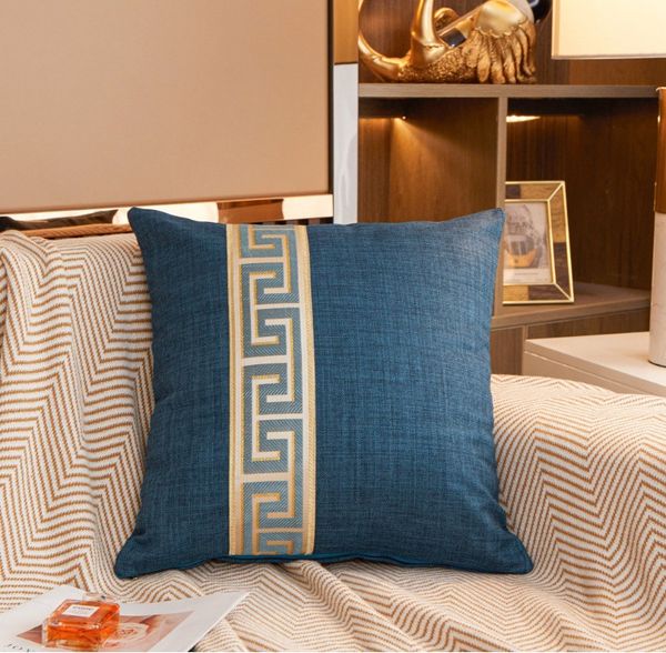 Almofada de luxo europeu fronha simples moda algodão linho capa de almofada decoração para casa sofá fronha sólida fronha patchwork linho cor sólida