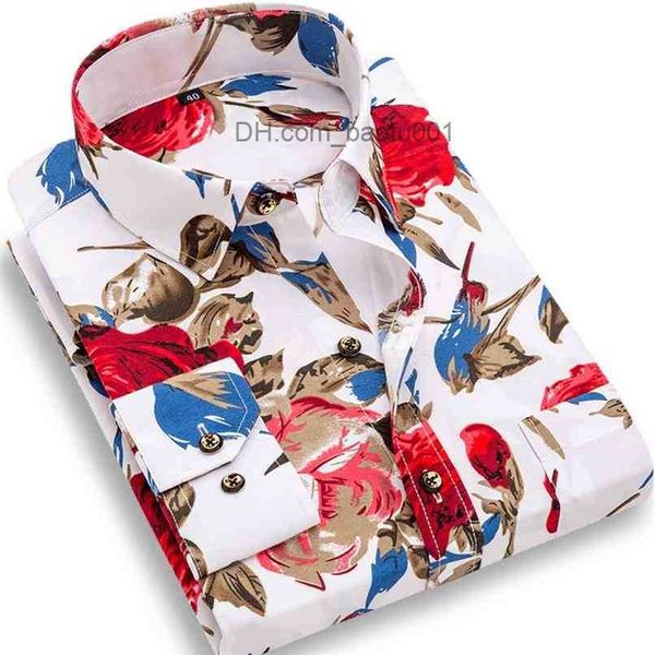 Camisas casuais masculinas Moda Menina Men Floral Leva Longa Camisa Casual Casual Tapa Fil de Summer STANDOR DRESSO SOCIAL DO BUSHORE 230706