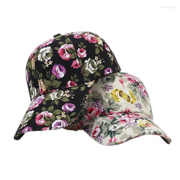 Ballkappen LDSLYJR Vier Jahreszeiten Acryl Cartoon Blumendruck Baseballkappe Verstellbare Outdoor Snapback Hüte für Mädchen und Frauen 171