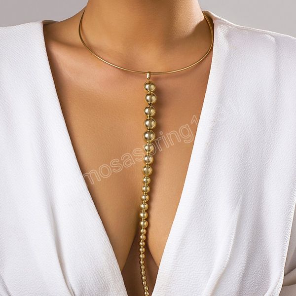 Collana a catena vintage con coppie sexy per donna Collares Punk Big Ball Long Nappa Link Pendant Choker Jewelry