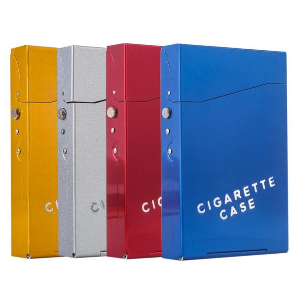 Smoking Pipes 6,5 mm mittelgroße Zigarettenschachtel aus Aluminiumlegierung mit automatischer Druckknopfabdeckung, 18 Packungen kreativer ultradünner Zigarettenschachteln für Männer und Frauen