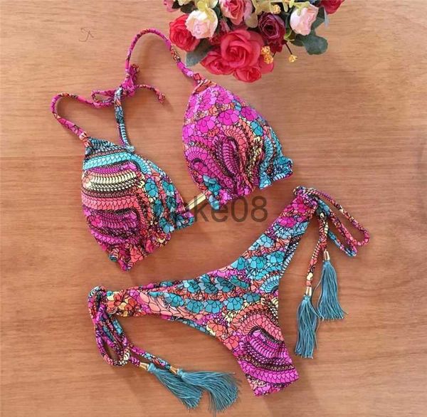 Costumi da bagno da donna Costumi da bagno da donna brasiliani Costumi da bagno da donna Bikini sexy Set push up Costume da bagno da bagno Bohemian Women Swumsuit Set da 2 pezzi J230704