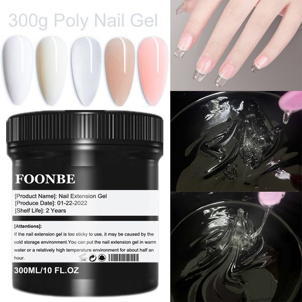 Unghie finte Gel per estensione poli trasparente per unghie 300 ml Tutto per manicure Builder UV LED Semi permanente Soak Off Art 230704