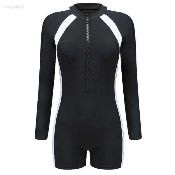 Fatos de mergulho Drysuits 2021 Mergulho Natação Maiô Feminino Uma Peça Maiô para Meninas Mulher Wetsuit Maiô com Mangas HKD230704