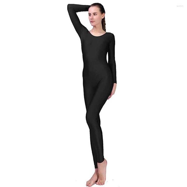 Sahne Giyim Speerise Uzun Kollu Kadınlar İçin Unitards Dans Siyah Jimnastik Unitard Scoop Boyun Spandex Catsuits Unisex Tulumlar Erkek Kostümler