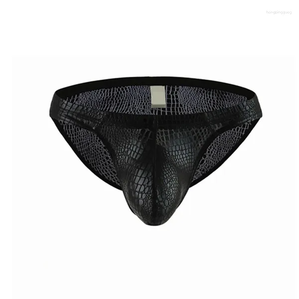 Cuecas Sexy Masculinas Cuecas de Couro Jockstrap Correias Extensíveis Sissy Bolsa Calcinha Cueca Mini Masculino Padrão Pele de Cobra Confortável