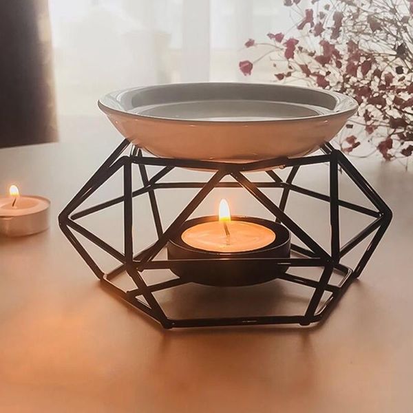 Mum tutucular aromatik yağ brülörü romantik seramik tealight tutucu demir balmumu eriyik sıcak aroma difüzör ev dekor