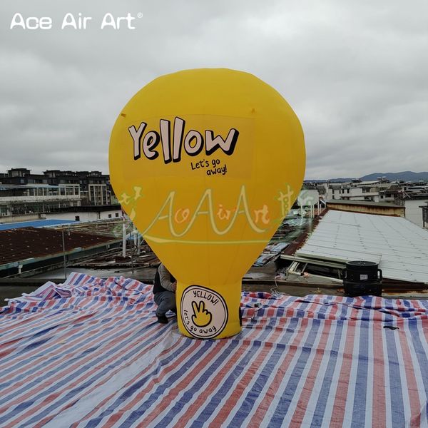 Balão de ar quente inflável personalizado de 3mH ou modelo de balão amarelo para promoção de publicidade ao ar livre