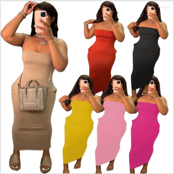 Повседневные платья женщины без бретелек Sexy Bodycon Dress Ladies Party Club Beach Long