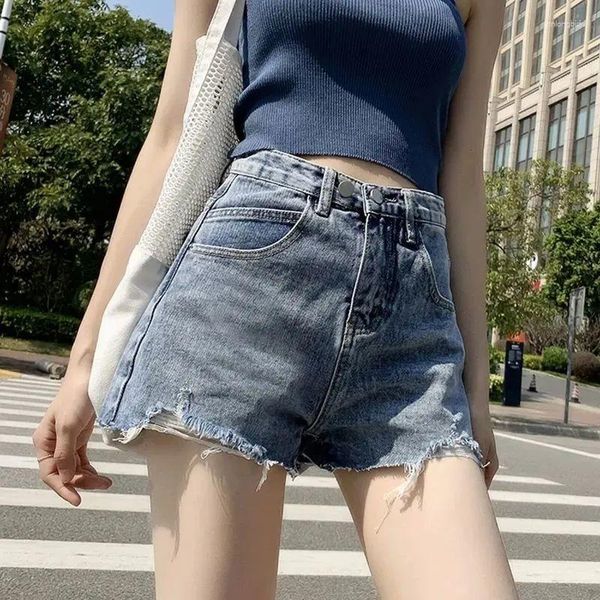 Женские шорты спортивны лето -высокая талия женская джинсовая ткань Y2K Эстетическая серая голубая черная добыва