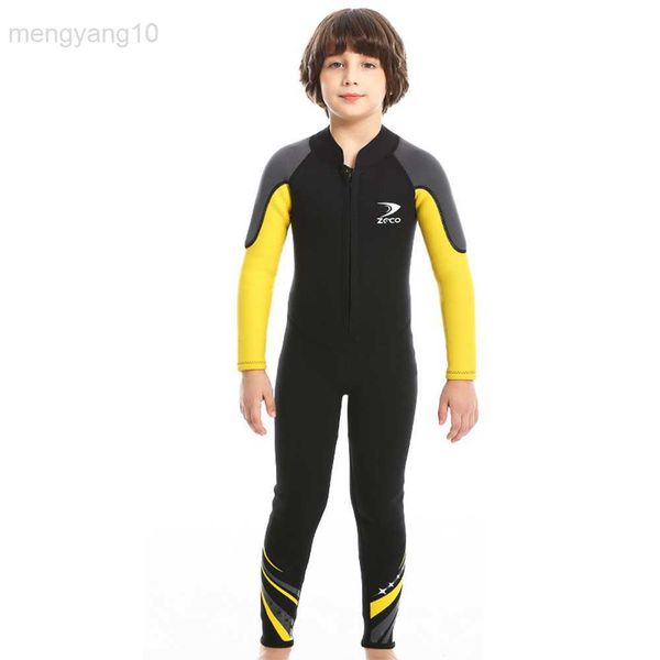 Wetsuits Drysuits ZCCO 2.5MM Neoprene Wetsuits Crianças Fatos de Mergulho Mangas Compridas Meninos Surf Crianças Rash Guards Snorkel Wetsuit HKD230704