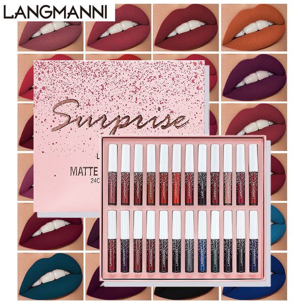 Lippenstift, 24 Farben/Set, mattes Lipgloss-Set, feuchtigkeitsspendend, wasserdicht, Antihaft-Cup-Lippenstift, langlebig, kein Verschmieren, modische Kosmetik, Geschenk 230703