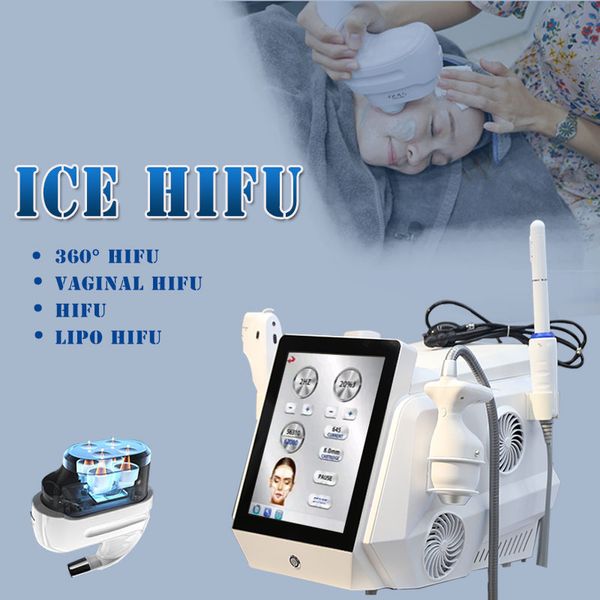 5 in 1 macchina per il sollevamento del viso hifu 360 ° ICE hifu Dispositivo di rimozione delle rughe Dispositivo di serraggio vaginale portatile Certificato CE Video manuale