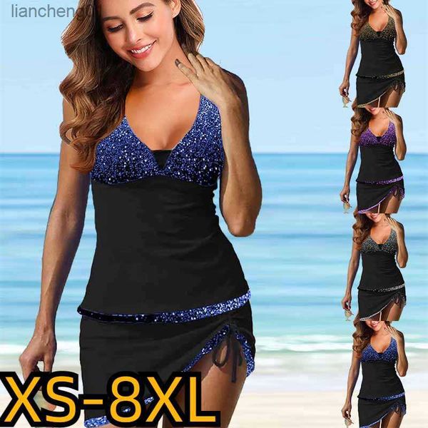 Sommer Regelmäßige Tankini Neue Design Druck Monokini Frauen Badeanzug Zwei-stück Set Bademode Bikini Set Strand Tragen Badeanzug L230619