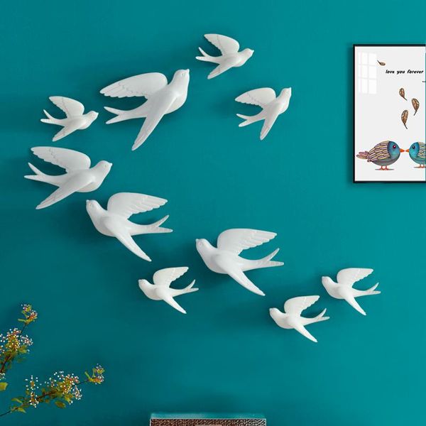 Stoffharz 3d Swallow Birds Figur. Wandaufkleber Hausdekoration Zubehör für Wohnzimmer Hausdekoration Aufkleber Wanddekoration