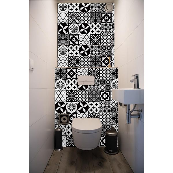 Tricô 24 peças Retro mandala adesivos de parede cozinha autoadesiva adesivos de telha à prova d'água decoração de banheiro decalque marroquino PVC Art mural