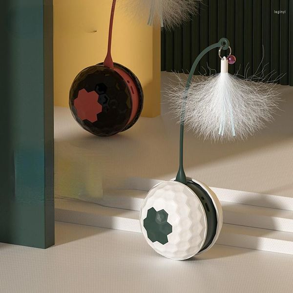 Cat Toys Interactive Toy Indoor Автоматический рулевой шарик с перьев/светодиодным светом/птицами чиркирует электрический USB -зарядный котенок перо