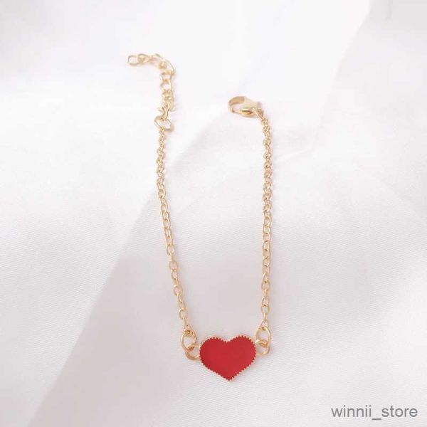 Charm Bracelets Nova Moda Oficial Charm Chain Red White Heart Bracelet For Women Wedding Jewelry Bangles R230704