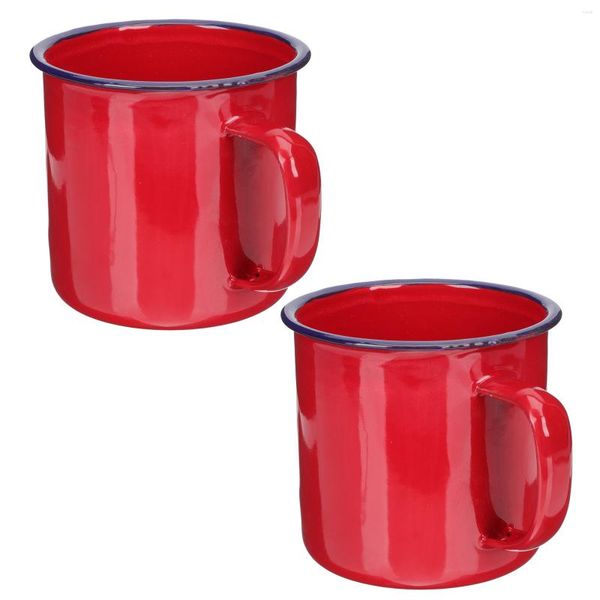 Кружки 2 ПК, винтажная эмалевая кружка эспрессо SS Office Cup Home Waterder Doper Dover Wee Tea Style Style