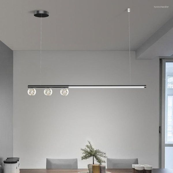 Lampade a sospensione Lampadario a LED minimalista Soffitto Vetro trasparente Sala da pranzo Bar Caffetteria Apparecchio di illuminazione Telecomando Cavo di regolazione regolabile