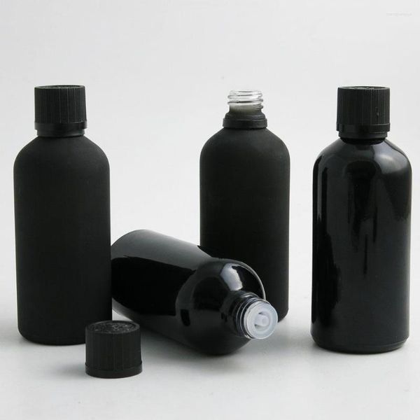 Aufbewahrungsflaschen 360 x 100 ml ätherisches Öl für Reisen, mattierte/glatte schwarze Glasflasche mit Kunststoffkappe für Flüssigreagenz-Pipettenverschluss