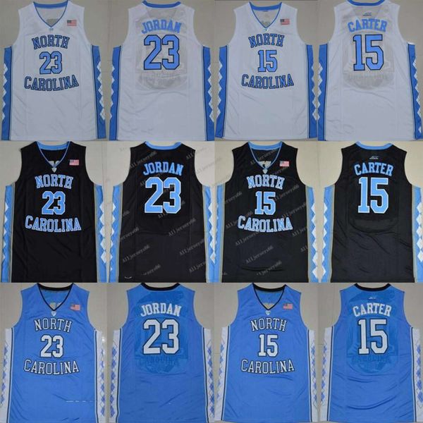 North Caroli Na Tar Heels 15 Carter 23 Michael College Blue White Ucuz Siyah Basketbol Formaları Ed S Jersey Gömlekleri