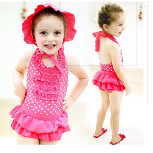 Mädchen Kleider 2023 Baby Mädchen Badeanzug Anzug Kinder 3-teilige Badeanzüge Kappe Bikini Body Kleid Set Kinder Baden Kleinkind Schwimmen