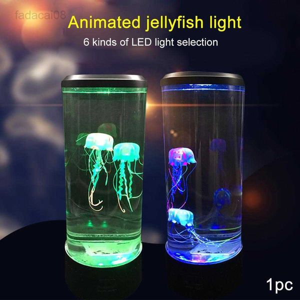 Lights RGB светодиодные медузы USB -пилотировка детей подарок подарки ночная световая аквариумная настольная лампа для домашней спальни для спальни для кровати крытый украшение HKD230704