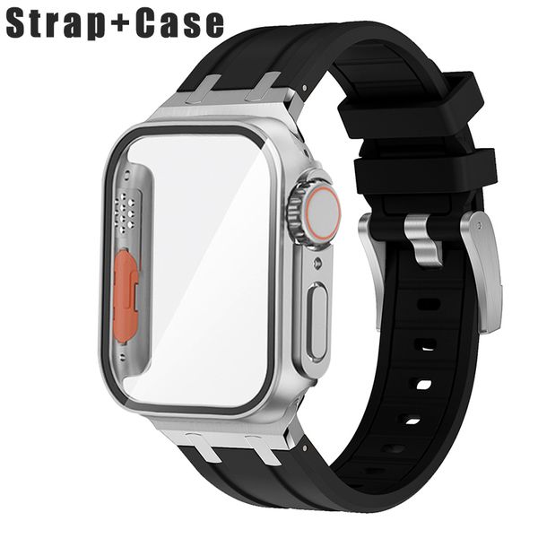 Wechseln Sie zu Ultra Case für Apple Watch Band 8 7 45 mm 44 mm 42 mm Gummiarmbandabdeckung Iwatch 6 SE 5 4 Aussehen Upgrade Ultra 49 mm