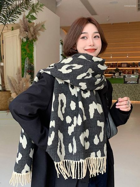 Sciarpe Donna Donna Sciarpa Inverno Preppy Style Stampa vintage Frangia Sciarpa calda Pashmina Mujer Foulard Bufanda Hiver Scialle avvolgente Uomo