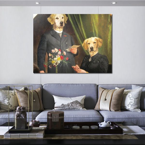 Simbolico Canvas Art Cani Ritratto La coppia Thierry Poncelet Dipinto Decorazione murale fatta a mano