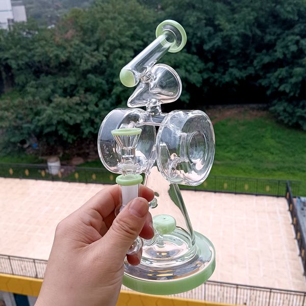 Bongs Dab RIG RECYLER COLKYS HOLKAHS Стеклянная водопроводная труба с 14 -миллиметровой кусочкой зеленое курение Shisha