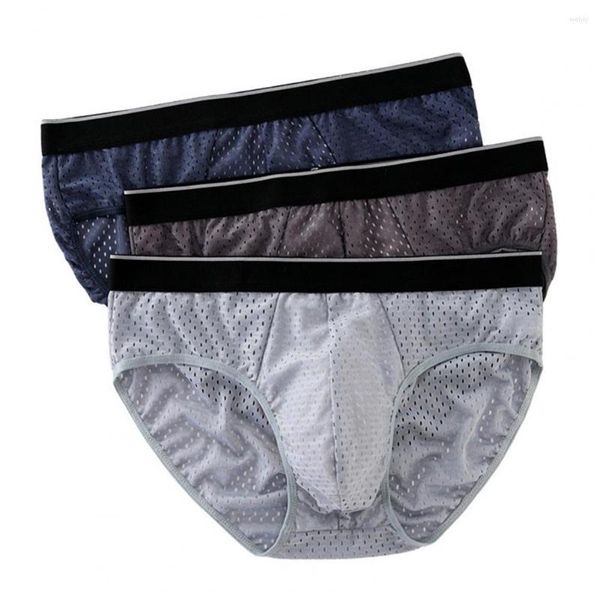 Mutande da uomo Mutandine Mesh traspirante Elastico Nessuna traccia all'interno Indossando slip intimo maschile sexy in seta di ghiaccio