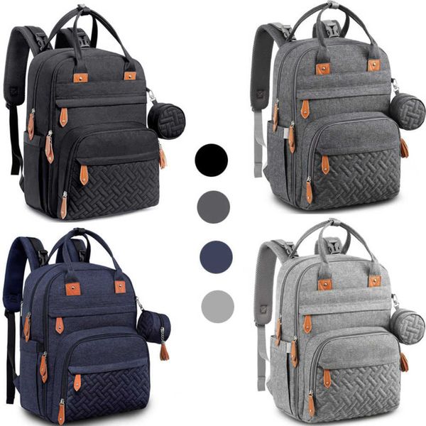 Mummy Multifunktions-Klappbett-Umstandspaket 2023 Neue große Kapazität tragbare Schulter-Mama-Tasche Wickelrucksack lila Babytaschen