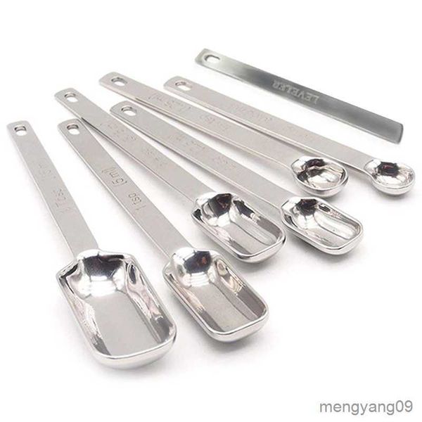 Conjunto de colheres medidoras de ferramentas de medição Colheres medidoras de cozinha com design fino Cabe em potes de especiarias Colher medidora R230704