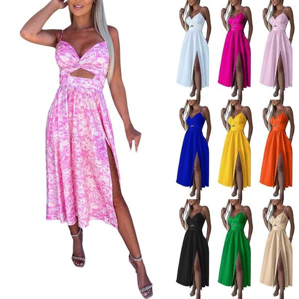 Vestidos casuais vestido de coquetel baile feminino longo elegante sem costas espaguete festa noite midi