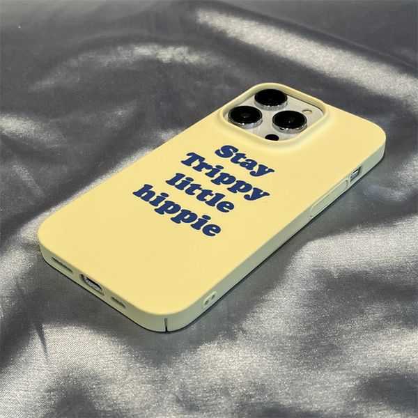 Capa de telefone amarelo creme inglês para Apple 14 iphone13promax filme com tudo incluído novo 14plus hard