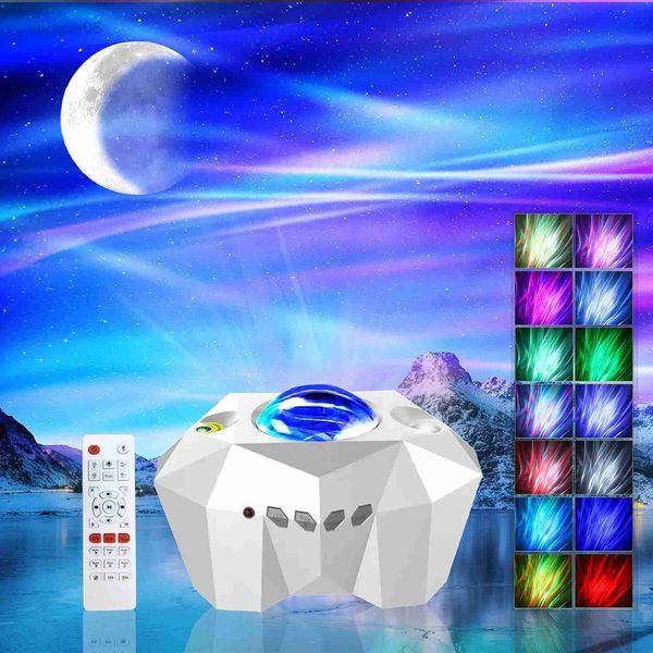 Led Aurora Boreal Projetor Lua Galáxia Luzes Noturnas Bluetooth Música Estrela Nebulosa Projeção Ambiente Lâmpada Decoração de Quarto HKD230704