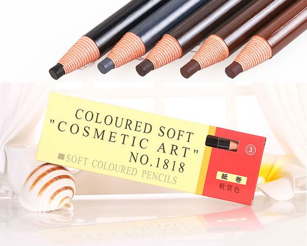 Melhoradores de sobrancelha 12pc Lápis de sobrancelha colorido suave arte cosmética maquiagem permanente tatuagem à prova d'água 230703