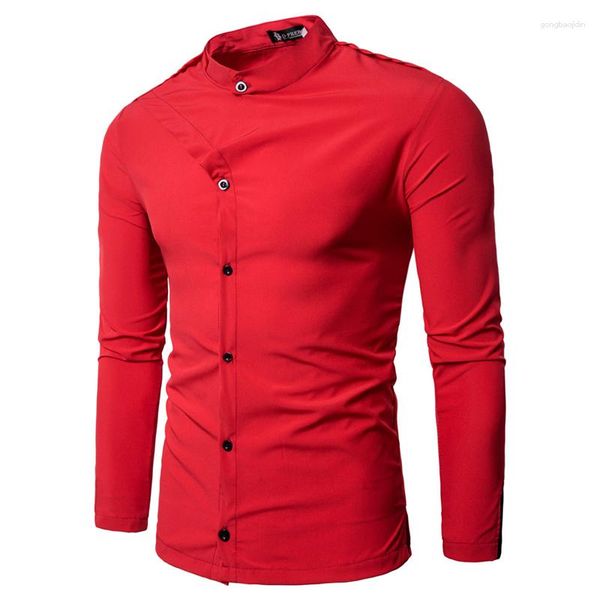 Camisas casuais masculinas 2023 roupas de marca camisa de manga comprida personalidade coreana moda de rua top designer botão vestido de noite de natal