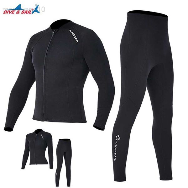 Neoprenanzüge, Trockenanzüge, Tauchsegel, 2 mm, Premium-Tauchanzug für Männer und Frauen, Neoprenhose, geteilter Körper, Jacke und Hose, Neopren-Badebekleidung, schwarz, warm halten, Schwarz HKD230704