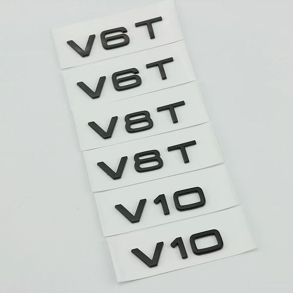 V10 Chrome Gloss Black Logo Badge Sticker for Audi TT RS7 SQ5 A8L Letter Number Emblem Car Styling Fender Side Trunk Decore ABS Plastic V6T V8T W12 Stickers