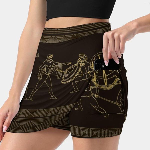 スカート ギリシャ柄の古代ギリシャのシーン レディース スカート 美的 ファッション ショート ミアンダー キー