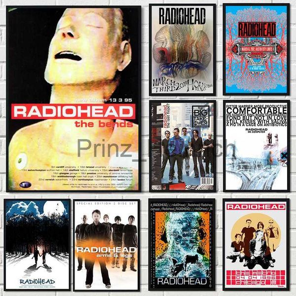 Papéis de parede Rock Band Radiohead Music Art Poster Retro OK Computer Album Canvas Painting Wall Pictures Home Decor For Bedroom Fans Gift J230704