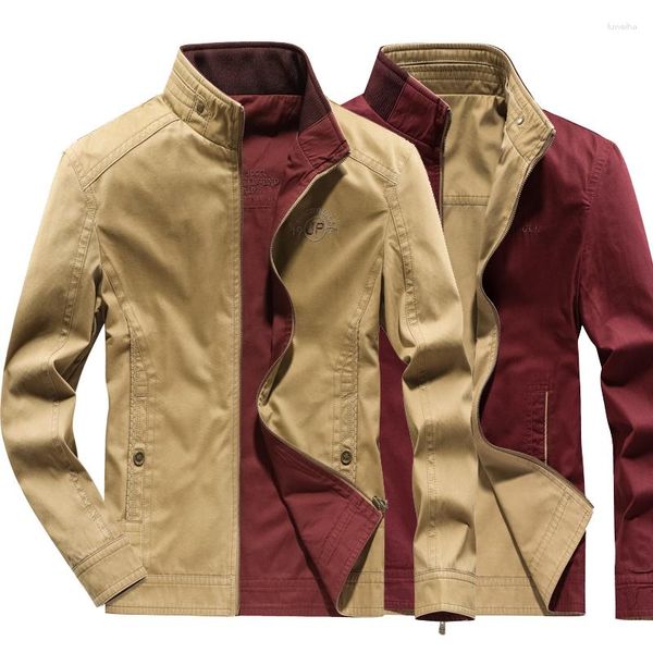 Erkek ceketler bahar sonbahar askeri ceket erkekler çift taraflar pamuk nefes alabilen kıyafetler artı 5xl gençlik iş rahat paltolar giymek