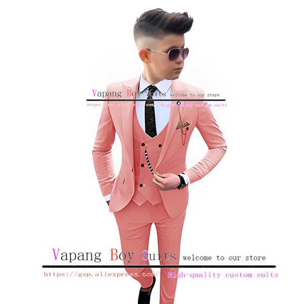Suits 2023 Erkekler Takım 3 Parça Ceket Yelek Pantolonu Resmi Parti Düğün Smokin Moda Blazer Çocuklar İçin 2-16 Yearshkd230704