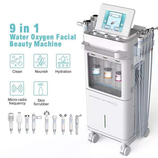 2023 alta qualidade 9 em 1 máquina de beleza de jato de água de limpeza Hydra equipamento de oxigênio para cuidados faciais pequena máquina de bolha