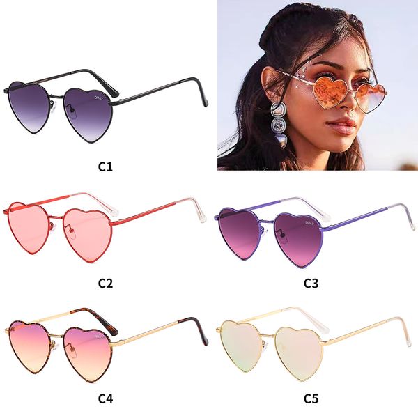 quay love glasses Occhiali da sole in metallo femminile senior sense Instagram big face 2023 rete occhiali da sole rossi