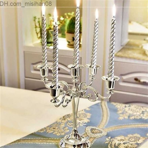 Mum Tutucular Metal Gümüş/Altın Kaplama Mum Tutucular 7 koltuklar Düğün Portavelas Candelabra Z230704